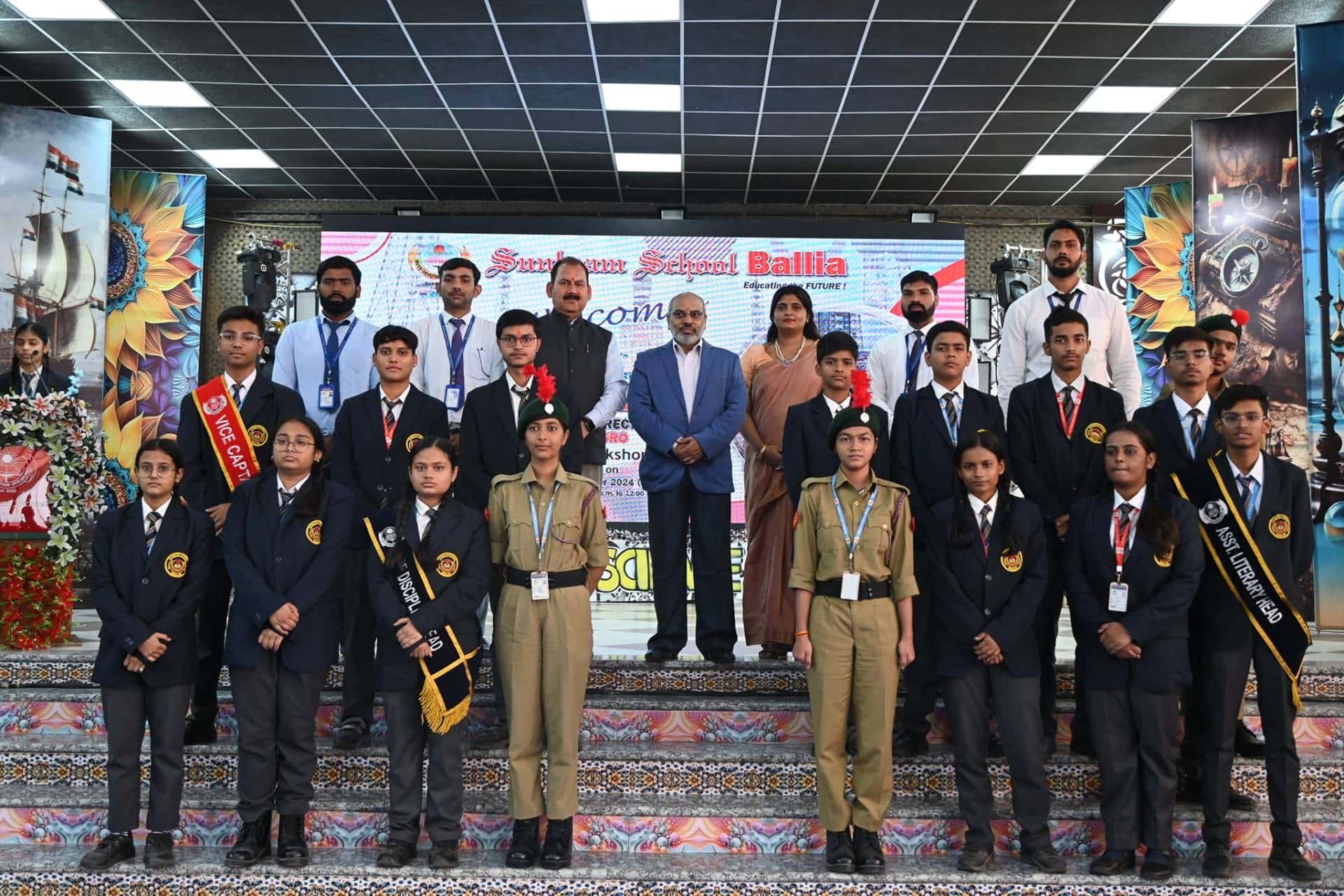 Staff and students of Sunbeam School Ballia in the school hall